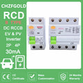 Electric Vehicle EV Charging Pile Residual Current breaker DC RCCB RCD 2P/4P 63A 30mA Type B 6KA CHZFGOLD Din Rail Earth Leakage
