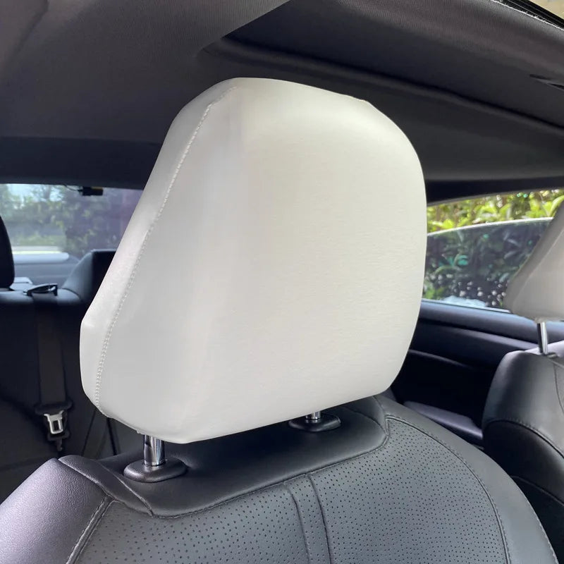 Waterproof PU Leather Car Headrest Cover Universal Elastic Auto Pillowcase Front Seat Headrests Dust Cover Car Truck Accessories
