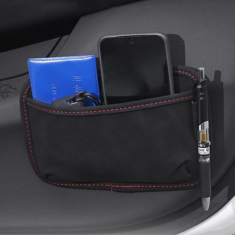 Paste Car Organizer PU Leather Bag Car Storage Pocket Organizer Bag Seat Back Side Door Stowing Tidying Box For Phone Key