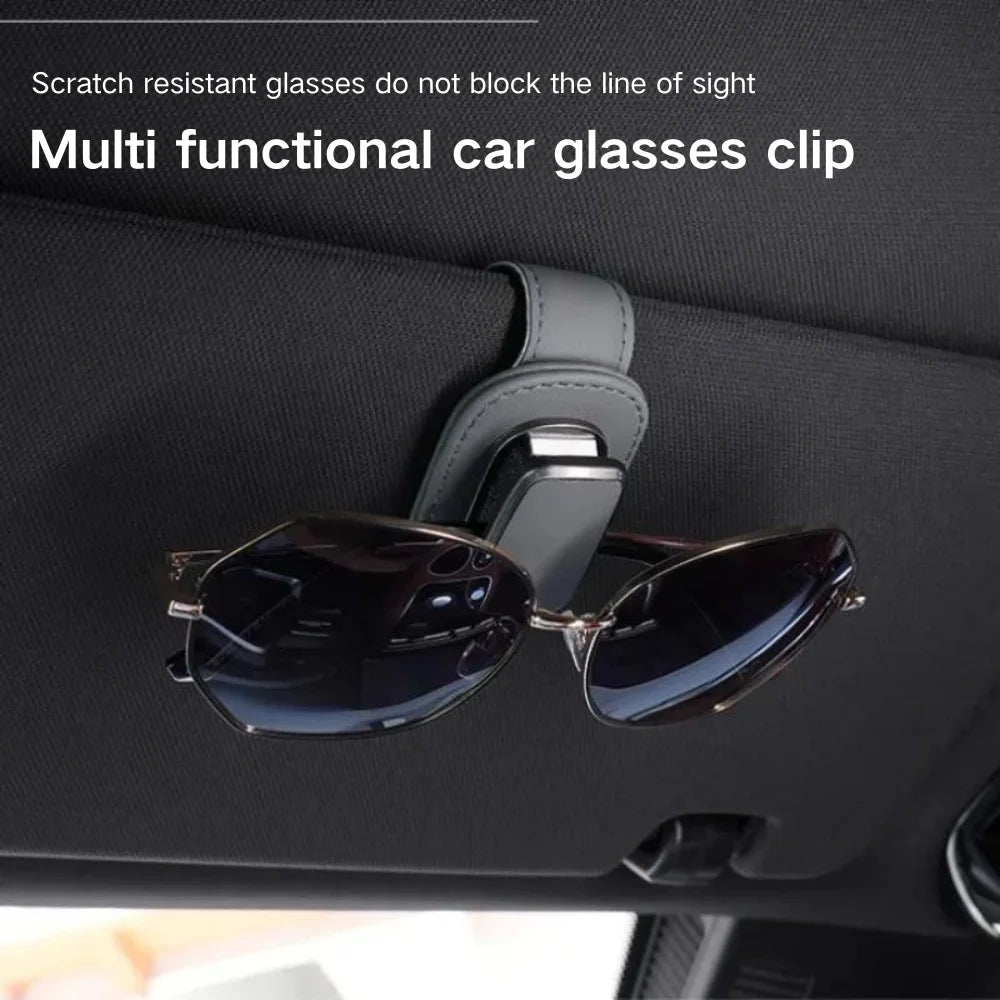 Car Glasses Storage Clip, Ultra-Fine Fiber Leather Sunshade Mirror, Sunglasses Frame, Car Interior Accessories, Car Glasses Fram