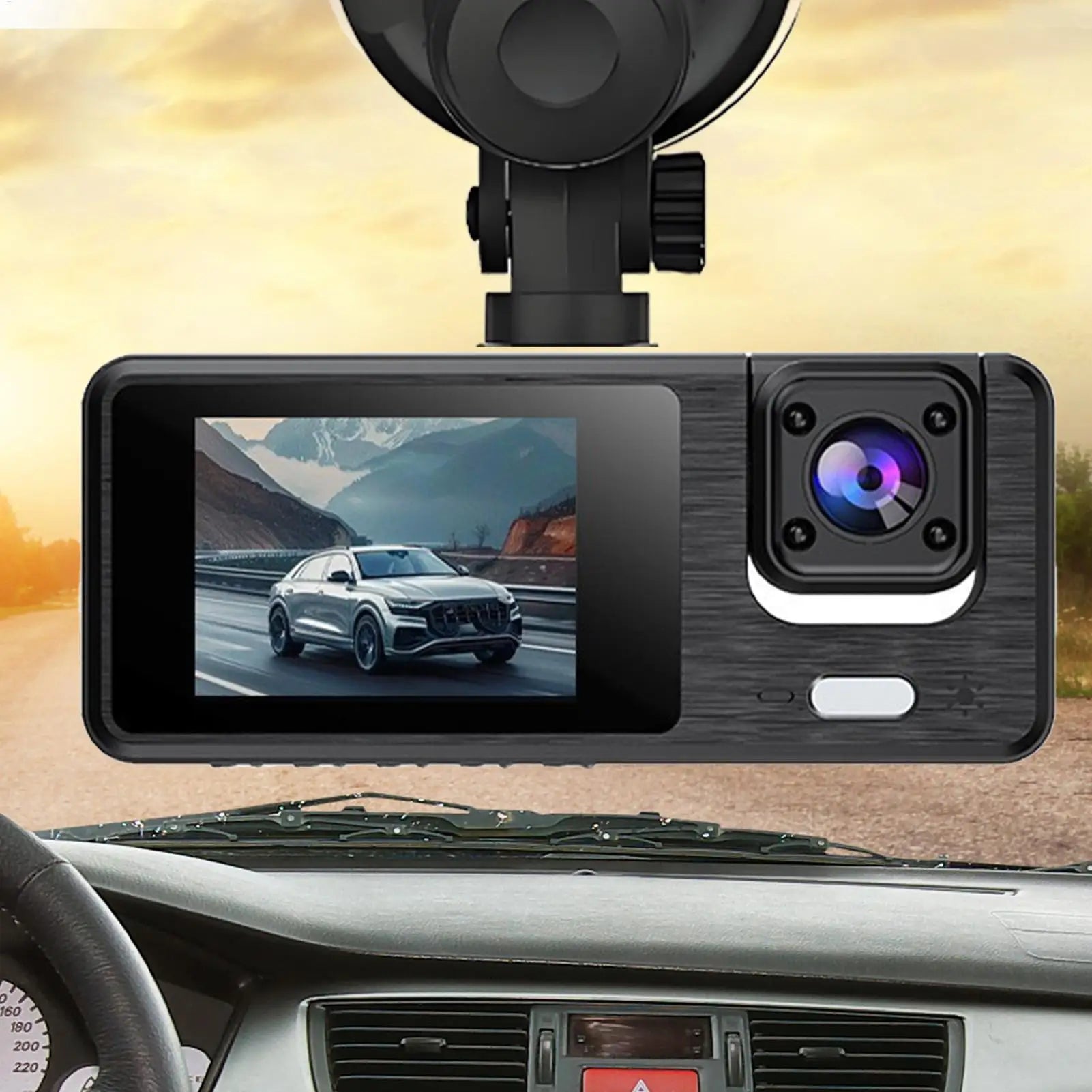 Dashboard Camera 3 Channel Battery Powered Dash Cam 1080P Monitor WIFI Infrared Night Vision Front Rear Reversing Image For