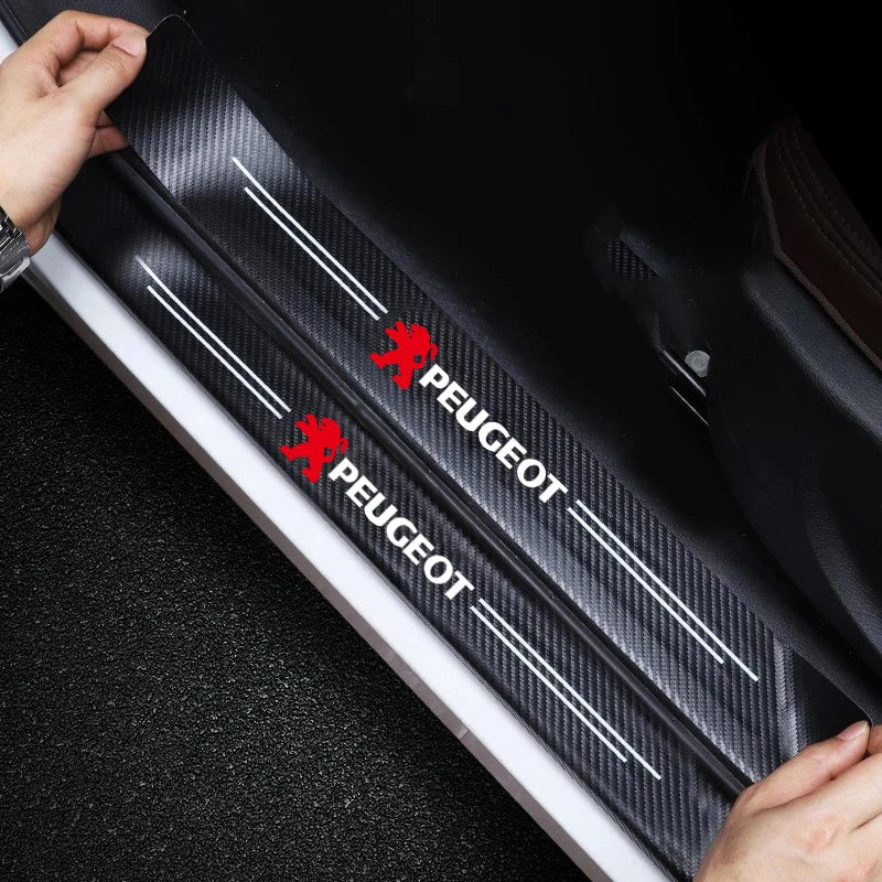 Car Accessories Car Door Sill Protector Welcome Pedal Decoration Leather Stickers For Peugeot 206 208 207 3008 308 2008 107