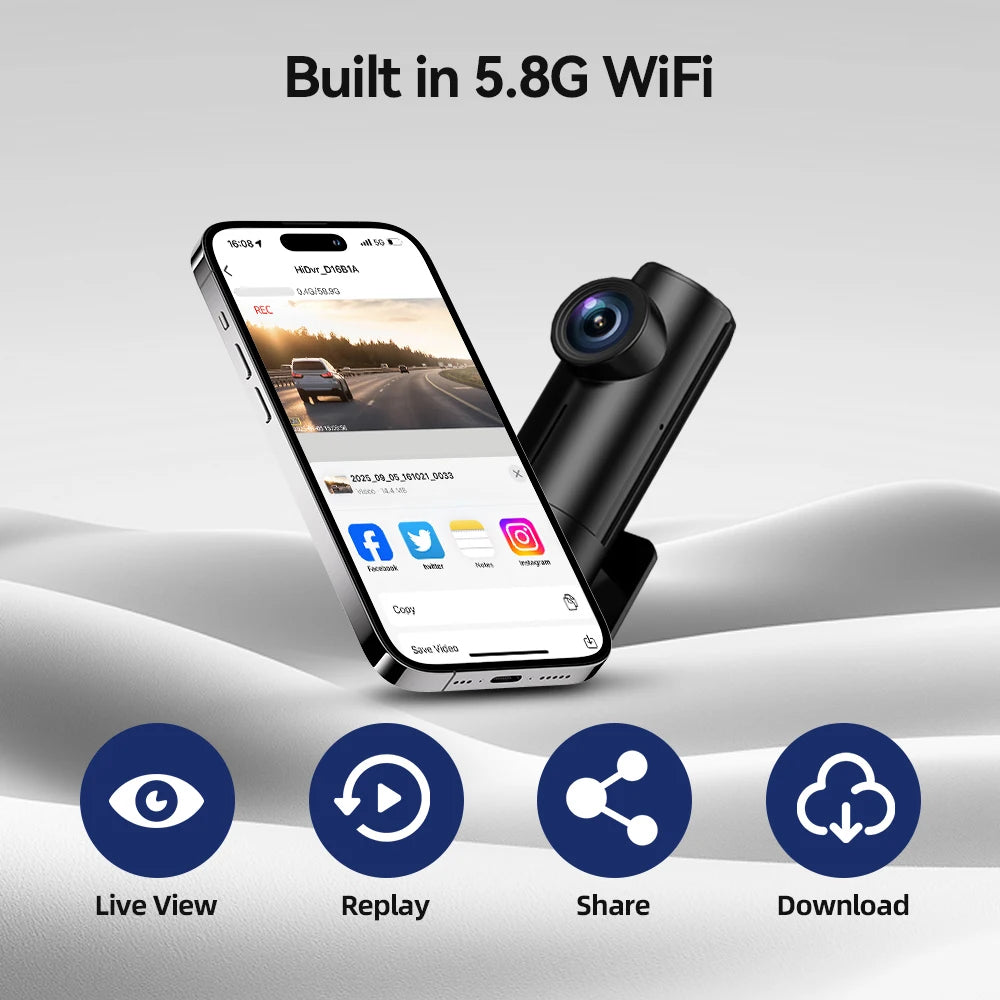 JIMIMAX G29 Mini Dash Cam 2K 5.8Ghz Wi-Fi Support Front Cam Car DVR IR Night Vision Parking Mode dashcam App Control