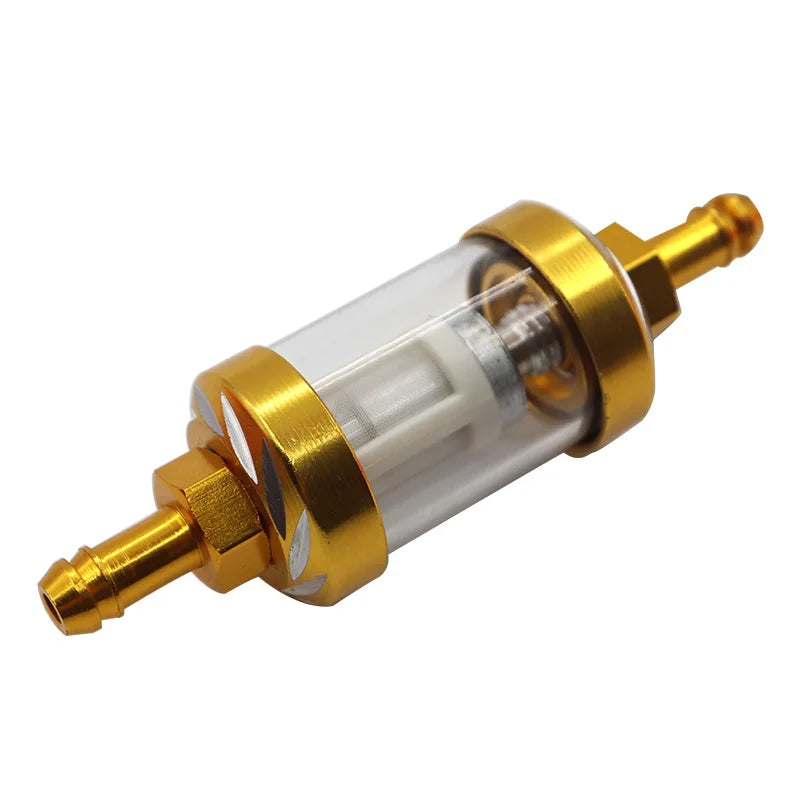 8mm CNC Aluminum Alloy Glass Gas Fuel Gasoline Oil Filter Moto for Dirt Pit Bike 125/140/150/160cc CRF70 90 110 TTR100 110 KLX65