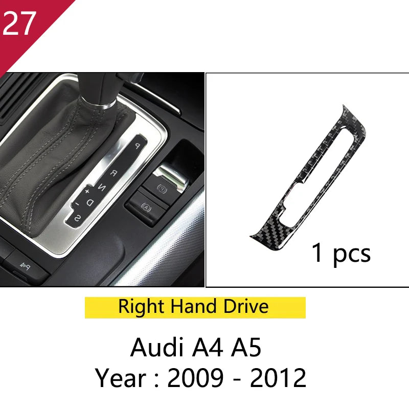 For Audi A4 S4 RS4 B8 8K A5 S5 RS5 8T 8F Carbon Fiber Interior Auto Gear Shift Panel Cover Frame Trim Sticker Car Accessories