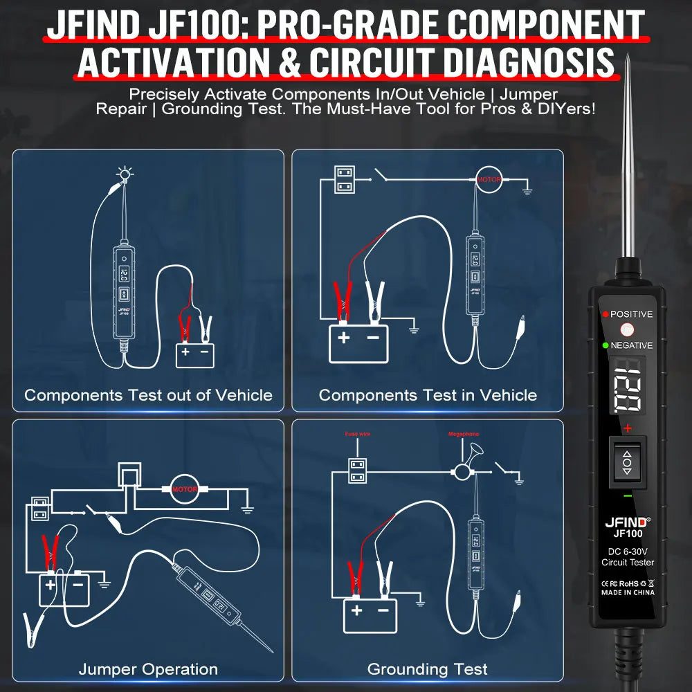 Car Electric Circuit Tester 6V-30V Voltage Tester Auto Truck Moto Diagnostic Test Tools Power Switch LED Light 6V-24V Probe Pen