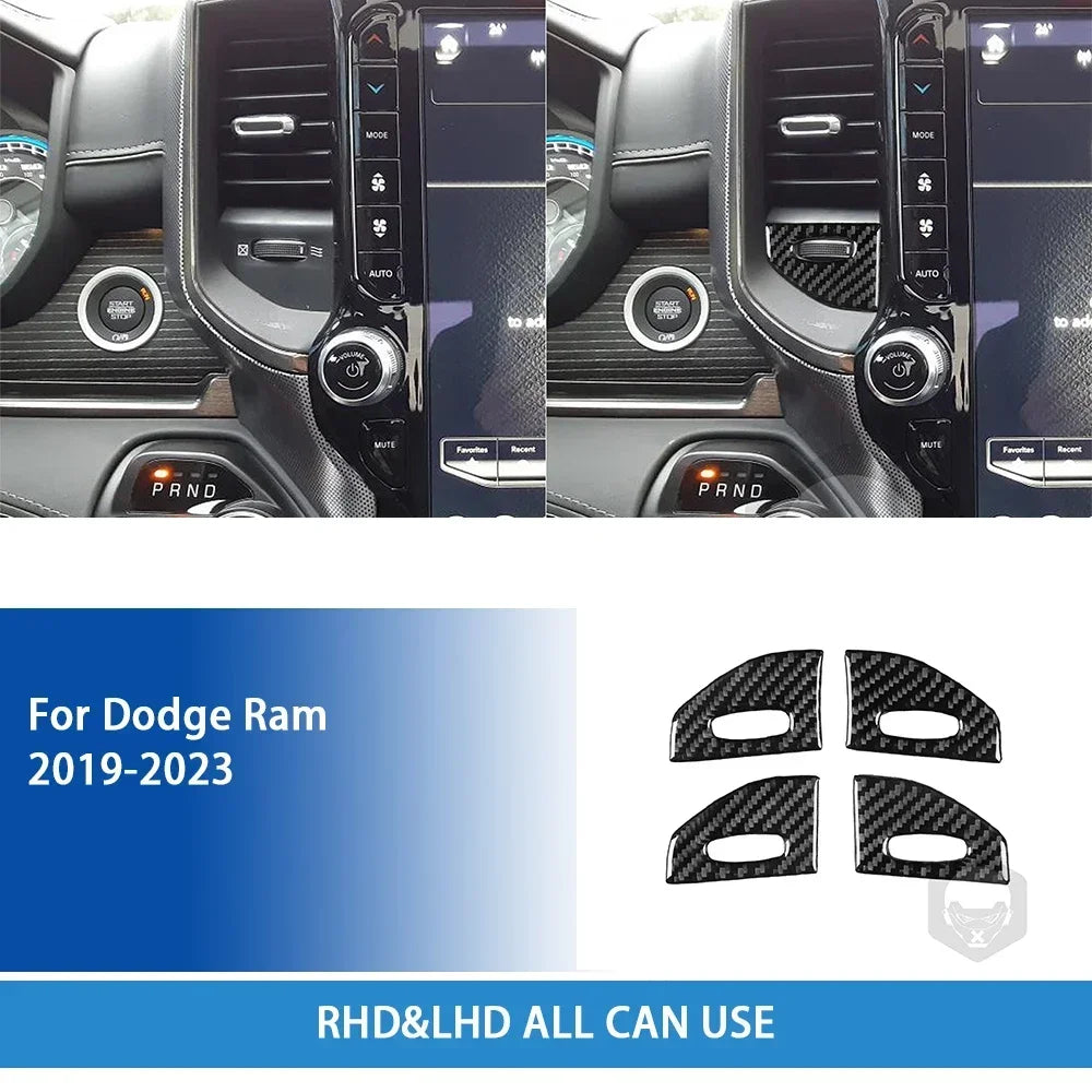 For Dodge Ram 2019 2020 2021 2022 2023 Accessories Carbon Fiber Car Interior Grar Handle Air Outlet Trim Sticker Decoration
