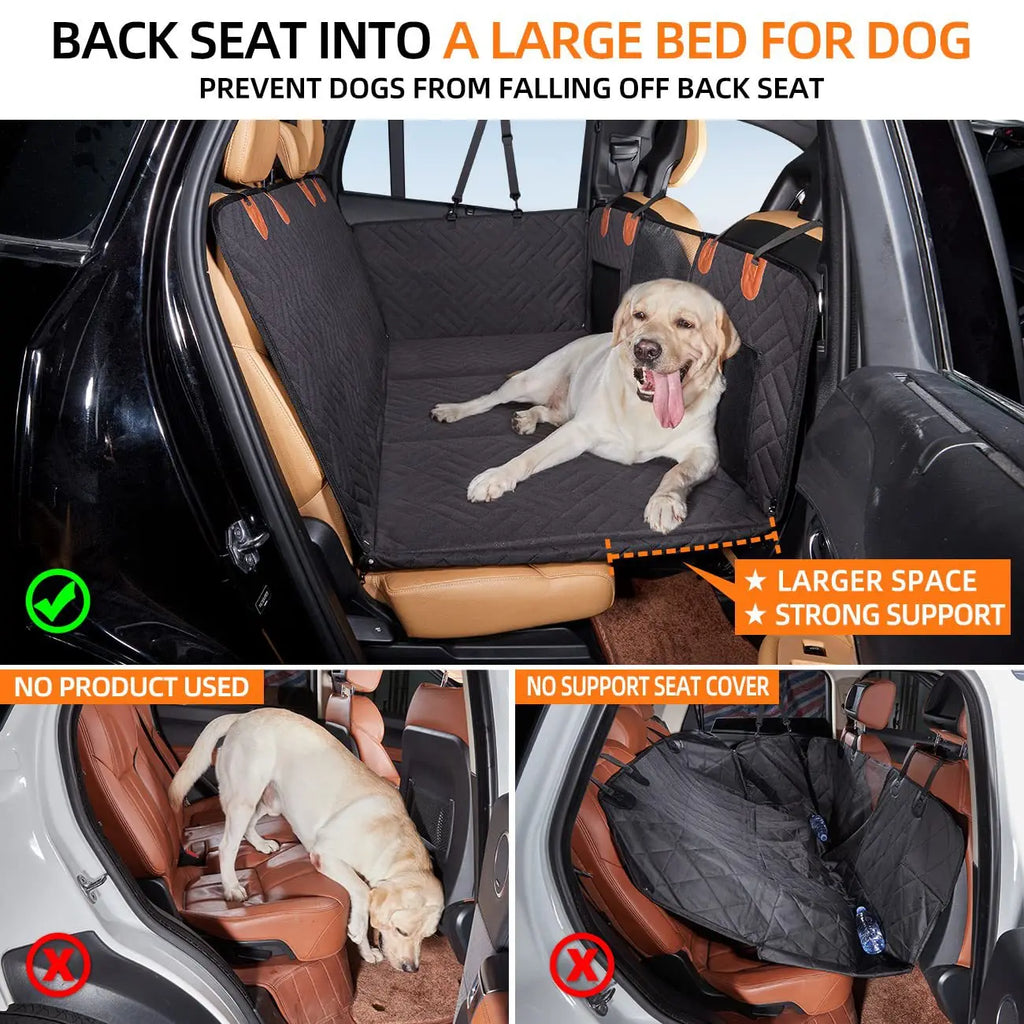 Convertible Car Bed for Dogs， Extended Waterproof Seat Cover with Anti-Slip Backing， Comfortable Pet Mat for SUV Truck Travel