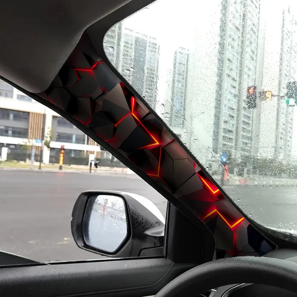 2-piece set of self-adhesive car A-pillar trim with lava crackle pattern, elastic fabric, car interior accessories.