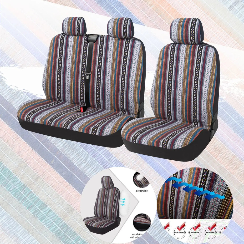Stripe design truck seat covers, Bohemian style fits most van truck front seat covers single double car seat covers single drive