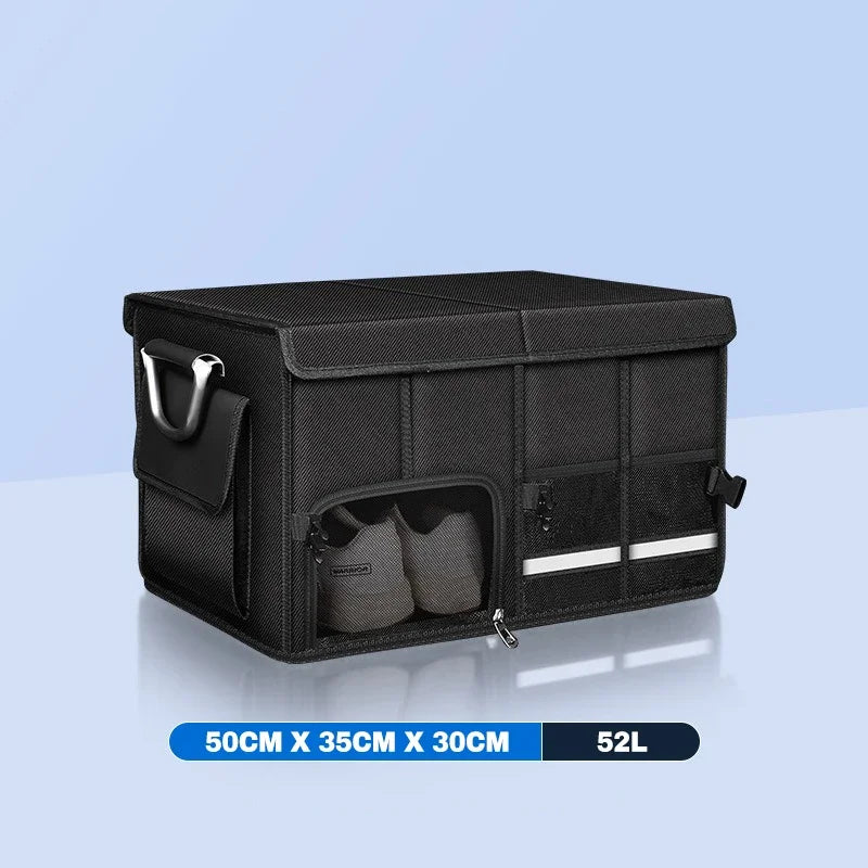 Large Capacity Waterproof Oxford Car Trunk Organizer - Foldable Storage Bag with Handles for Fishing & Camping Gear