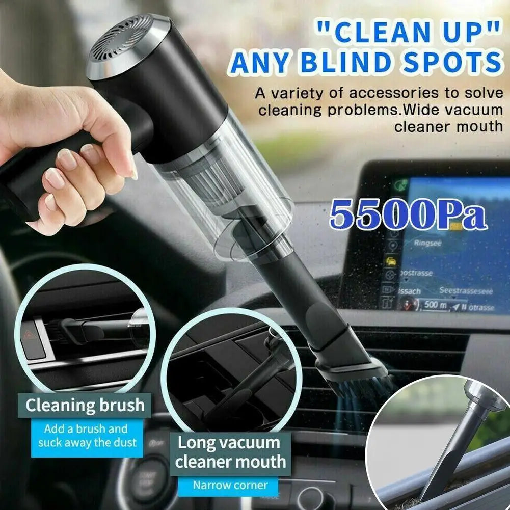 Handheld Car Vacuum Cleaner with Light, Powerful Suction USB Vacuum Small Cleaner Dusts Portable Mini Buster with D3T2