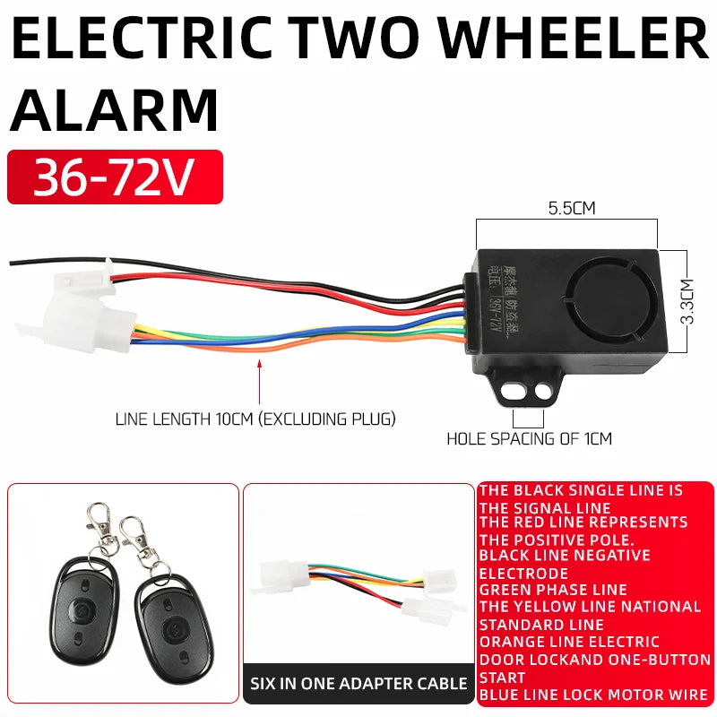 Electric bicycle, electric vehicle, anti-theft alarm, dual remote control, one-key start alarm, dual remote control accessories