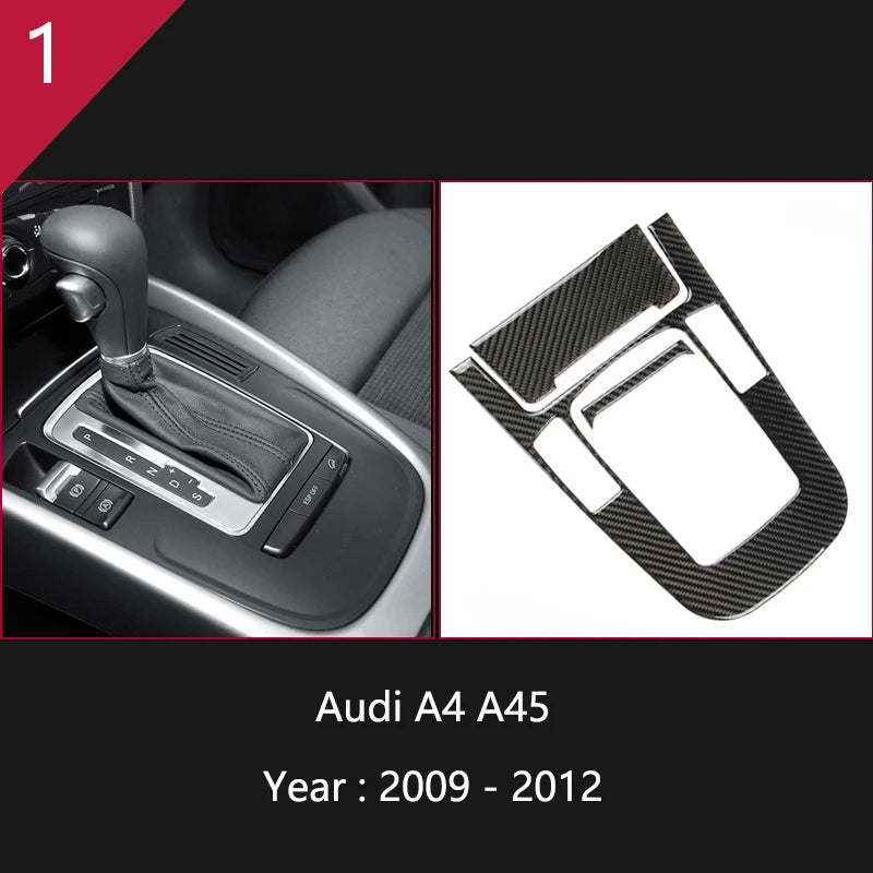 For Audi A4 S4 RS4 B8 8K A5 S5 RS5 8T 8F Carbon Fiber Interior Auto Gear Shift Panel Cover Frame Trim Sticker Car Accessories