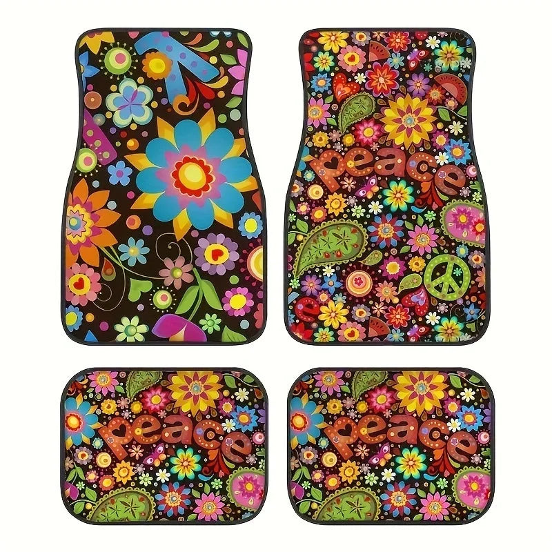 4PCS/Set Car Floor Mats Car Floor Protector Bohemia Carpet Rugs Universal Auto Foot Pad Set Auto Accessories Car Decoration