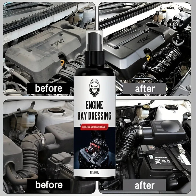 Kit de alta gama para el compartimento del motor (100 ml): Pintura protectora + Desengrasante pulidor para piezas de plástico de automóviles y camiones.