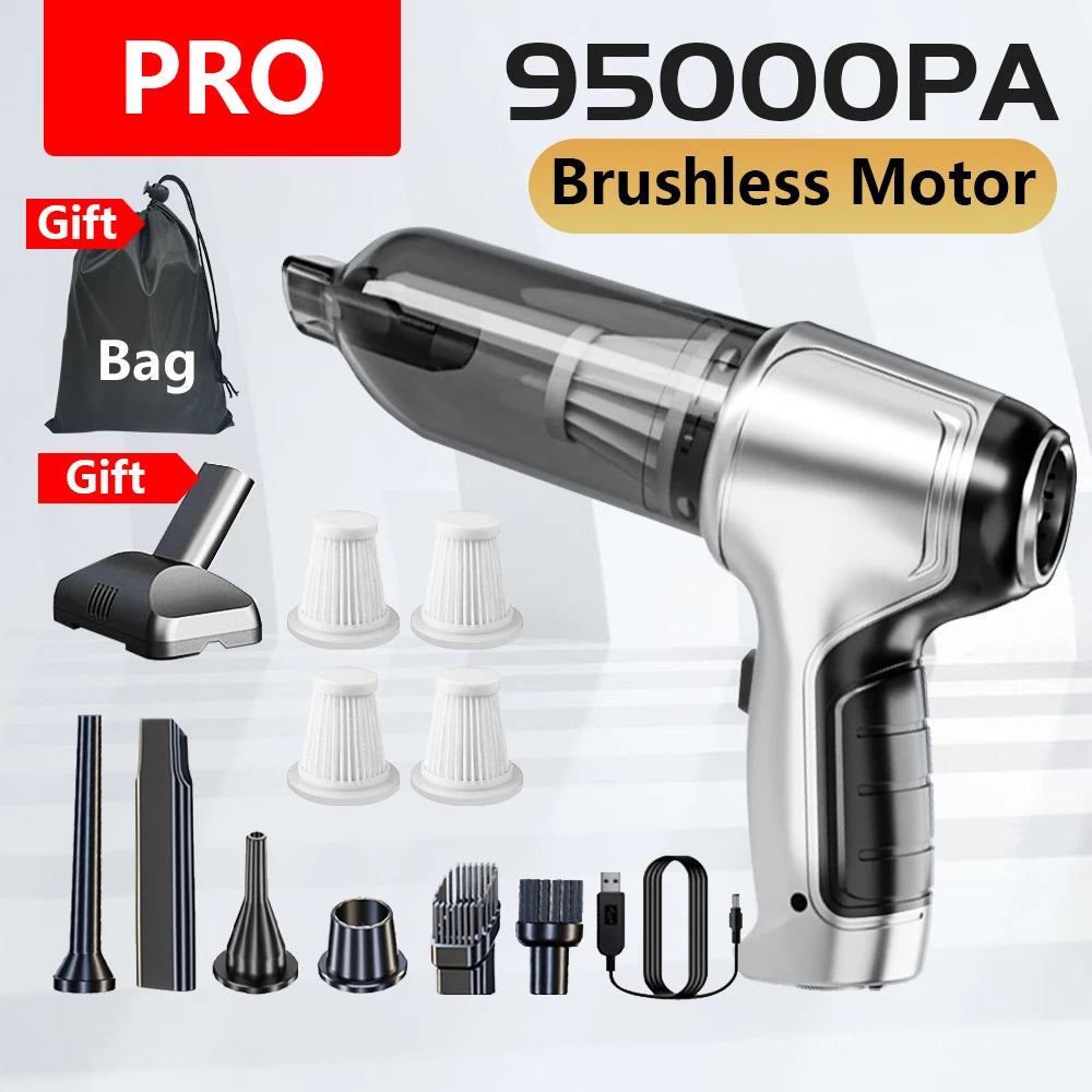 95000PA Car Vacuum Cleaner Powerful Cleaning Machine Car Accessories Home Auto Robot Wireless Cleaner Appliance Strong Suction