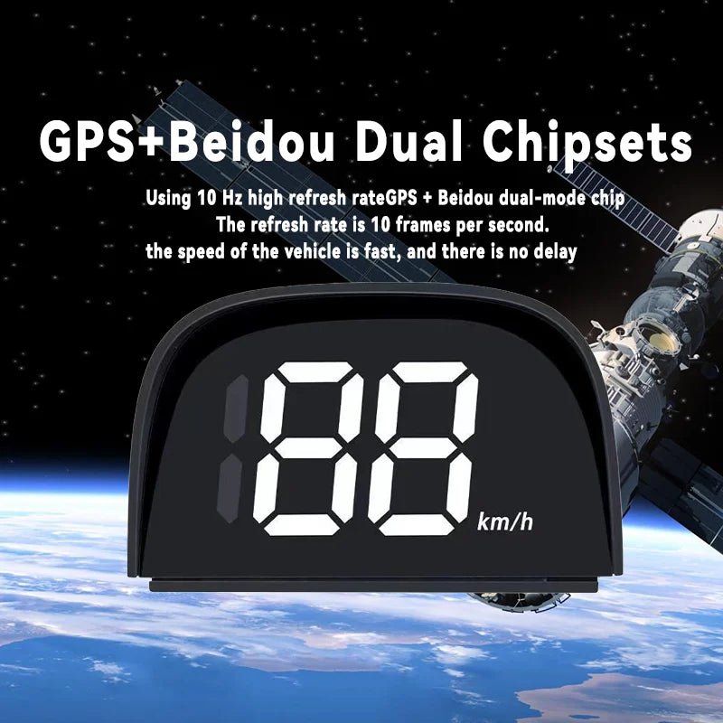 Smart Car HUD Display with Real-Time Speed/Time/Digital Compass - HD Plug-and-Play Head-Up Display