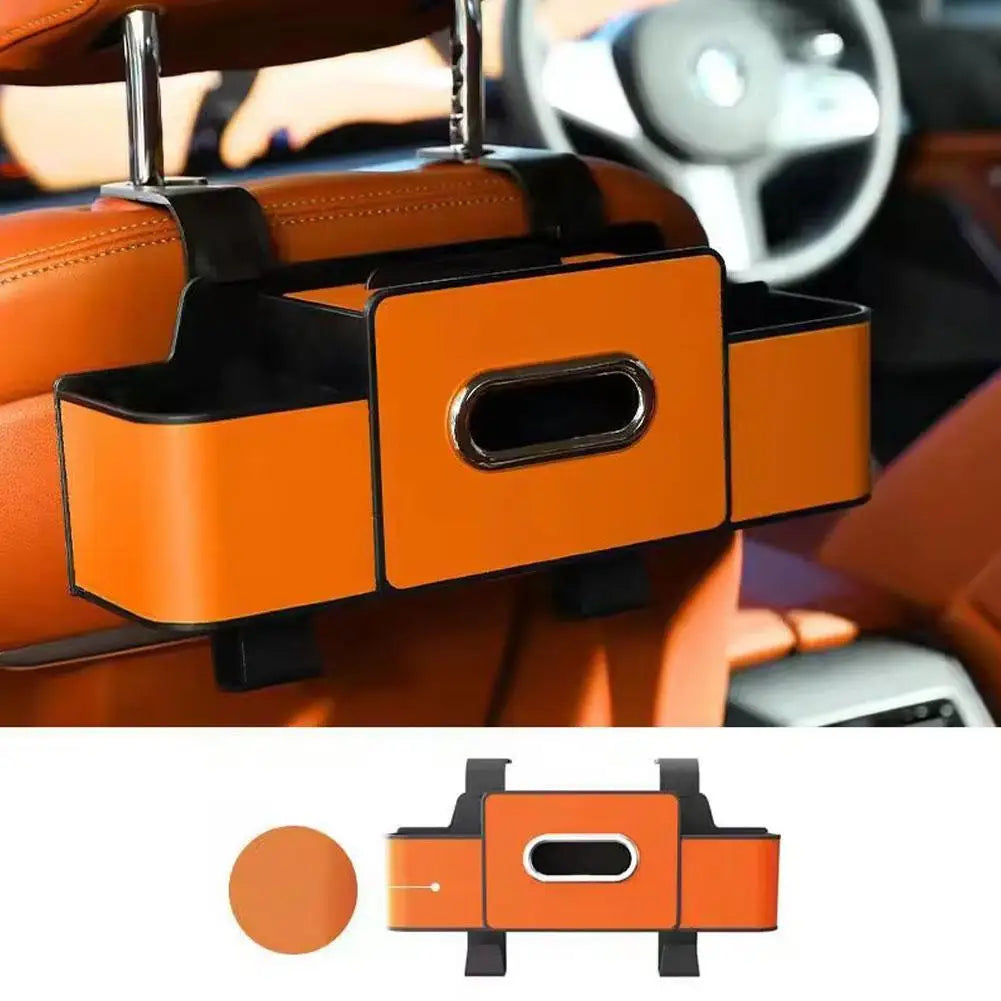 Car Backseat Organizer Storage Box 3 In 1 with Hook Auto Interior Decoration Drink Cup Tissue Phone Holder Travel Accessories ﻿