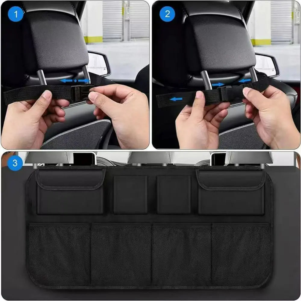 Multi-Pocket Car Trunk Organizer High Capacity Adjustable Backseat Storage Bag Auto Seat Back Hanging Organizer