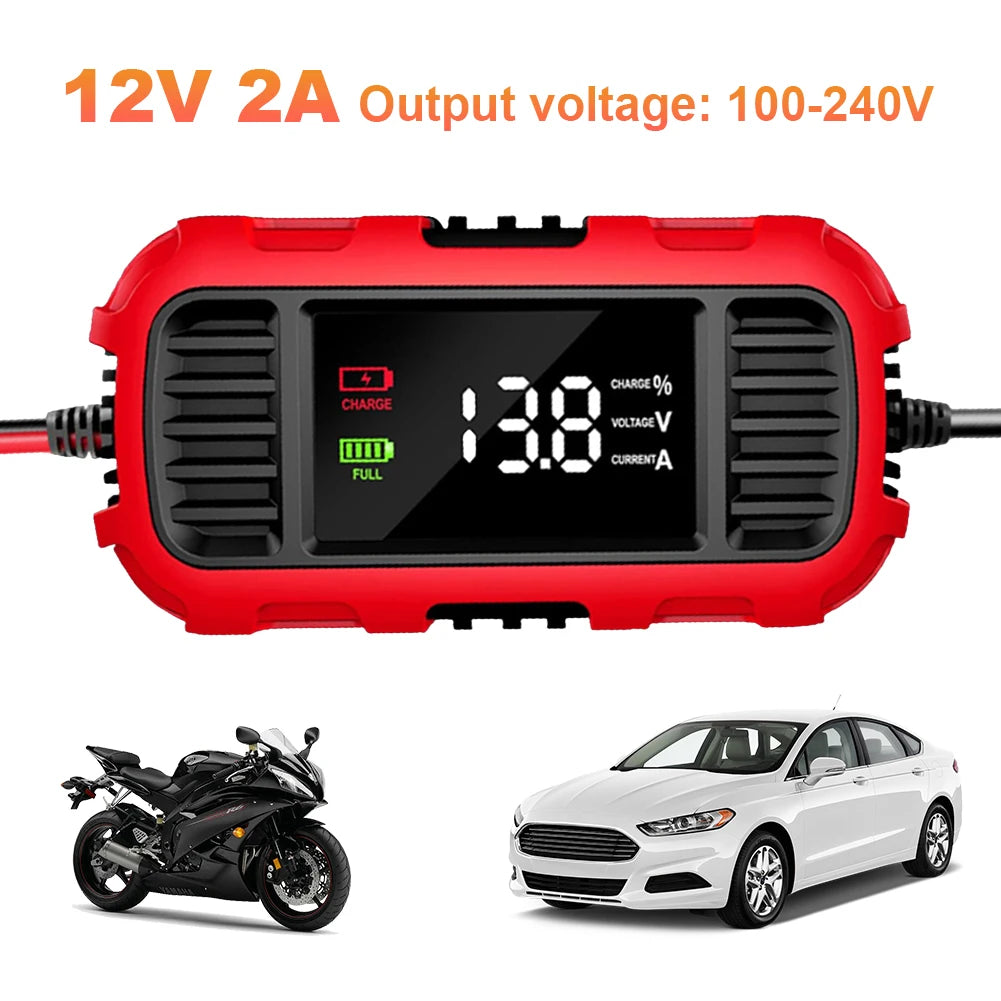 12V 2A Car Battery Charger Car Motorcycle Lead Acid Battery Charger Fully Automatic Battery Charger for Car Truck Battery