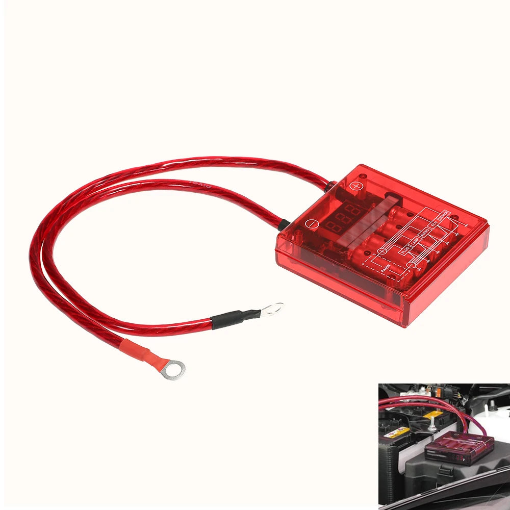 Car Digital Voltage Stabilizer Universal Electric Voltage Regulator Rectifier with Earth Ground Cables and Mounting Hardware Kit
