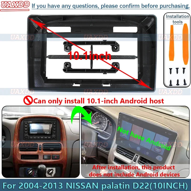 For 2004-2013 Nissan Palatin D22 10inch Radio Android Stereo Frame Panel Fascia Dashboard Multimedia Screen Video Cable Harness