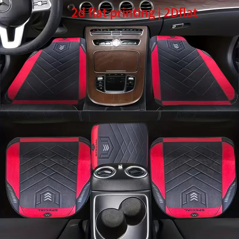 5-Pack Universal Sword-Edged Car Floor Mats – Flat 2D Style, Ideal for Car Interior Protection, Compatible with Most Vehicles