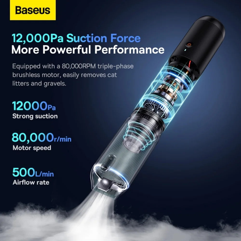 Baseus A3 Lite Car Vacuum Portable Wireless Car Vacuum Cleaner Handheld High Power Cleaning Tool for Auto Interior Dust Removal
