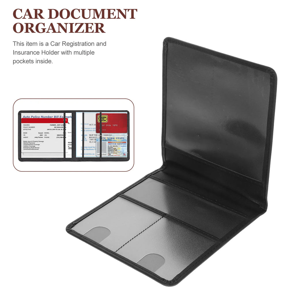 Car Document Organizer PU Holder for Registration Insurance Cards Car Paperwork Storage Wallet Manual Folder Travel Essential