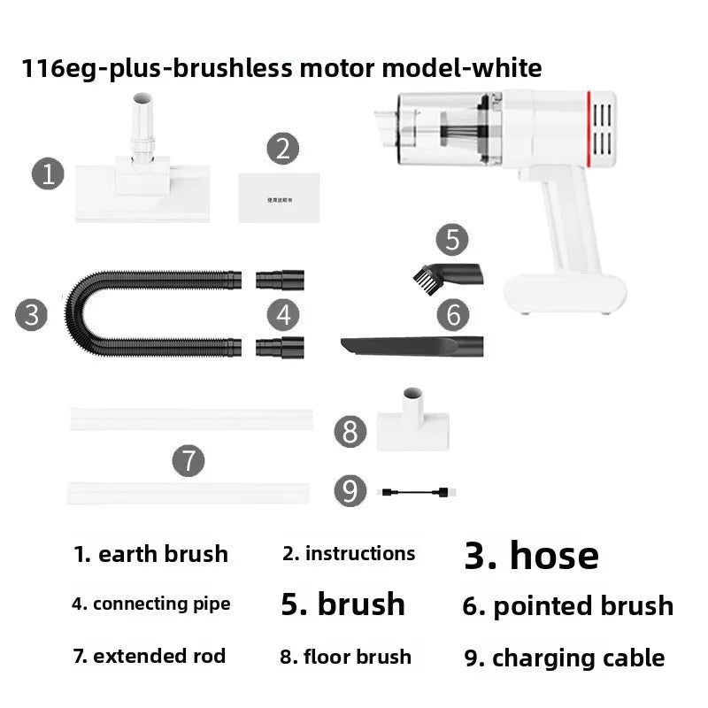 Wireless Handheld Vacuum Cleaner Car Home Dual Use Brushless Motor Rechargeable Portable Multi-function Car Vacuum