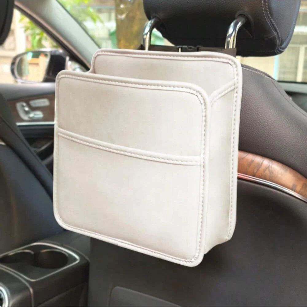 Car Seat Organizer, Car Seat Back Hanging Bag, Car Document Holder, Hanging Car Trash Bag, Premium PU Leather Garbage Can, Vehic