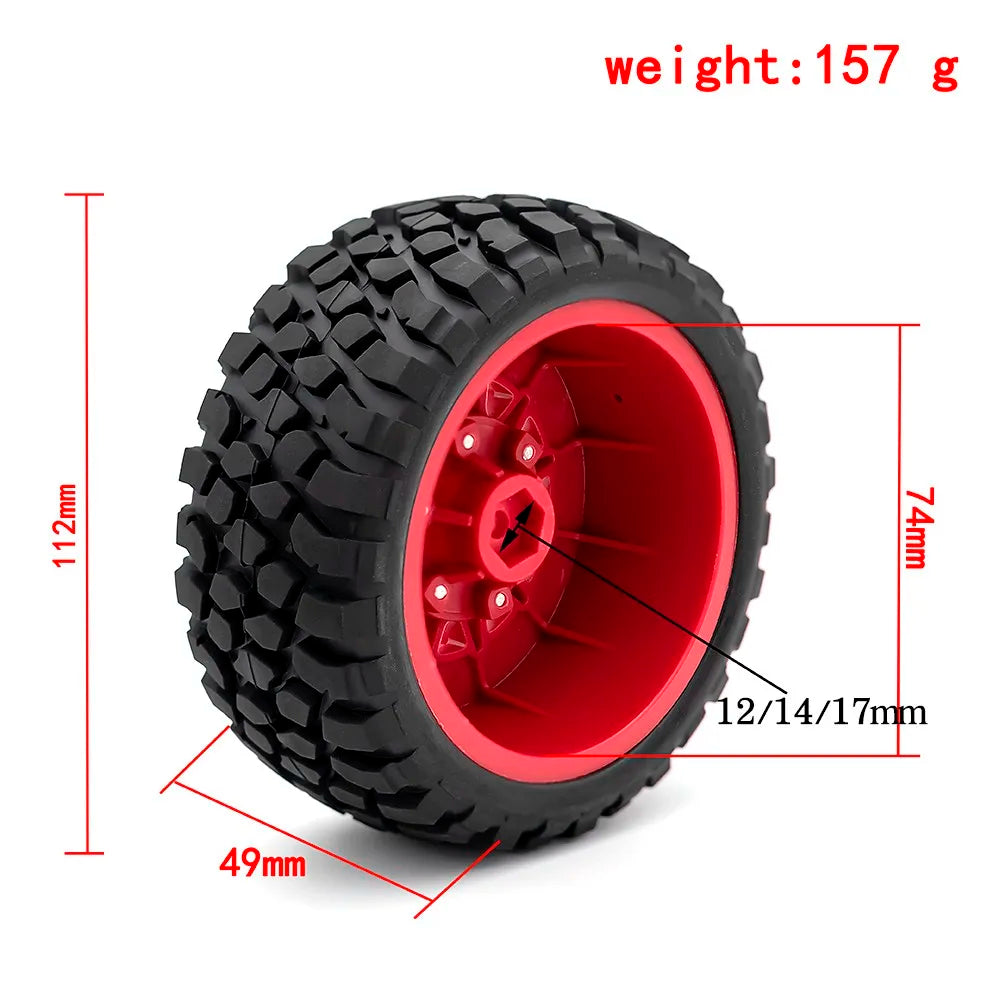 4Pcs 112mm 1/8 1/10 Short Course Truck Tire Tyre with 12mm 14mm 17mm Wheel Hex for Traxxas Slash ARRMA SENTON HSP HPI RC Car