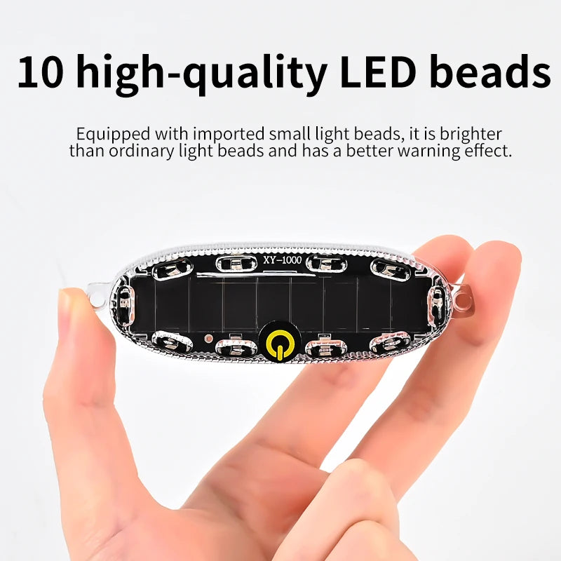 Motorcycle and electric vehicle solar warning flashing lights, anti rear end flash lights, wireless car rear grille lights witho
