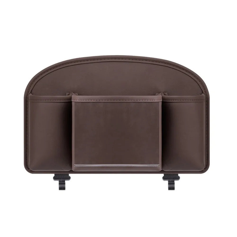 Leather Material Car Back Seat Organizer Hanging Storage Bag Multifunctional Design Car Organizer Tissue Box Holder