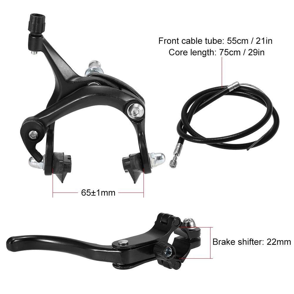 Front / Rear Fixie Bike Brake Kit Road Bike Cruiser Brake Set Bike Caliper Brake Kit Side Pull Brake Set