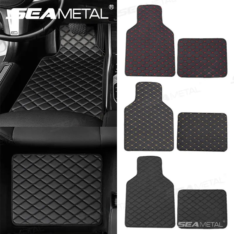 SEAMETAL Car Floor Mats PU Waterproof Foot Pads 4Pcs Universal Auto Carpet Interior Floor Mat Anti Scratch Feet Pads Cushion