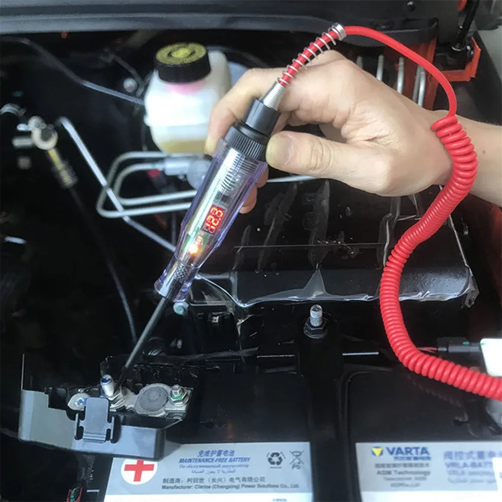 Auto Truck Voltage Circuit Tester 6V 12V 24V DC Digital Display Long Probe Pen Light Bulb Automobile Diagnostic Tool Auto Repair
