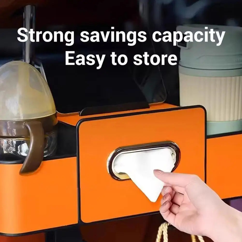 Car Backseat Organizer Storage Box 3 In 1 with Hook Auto Interior Decoration Drink Cup Tissue Phone Holder Travel Accessories ﻿