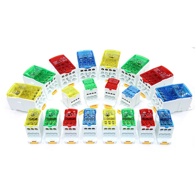 Bloque de terminales de riel DIN dividido eléctrico, caja de conexiones, cable de alimentación, conector eléctrico UKK80A, 125A, 160A, 250A, 400A y 500A