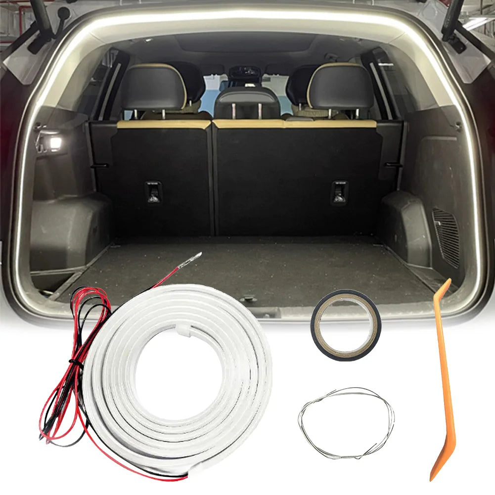 LED Car Trunk Light Strip Car High Brightness Trunk Lighting Ambient Light Interior Decor No Drilling Automatic Tail Box Light