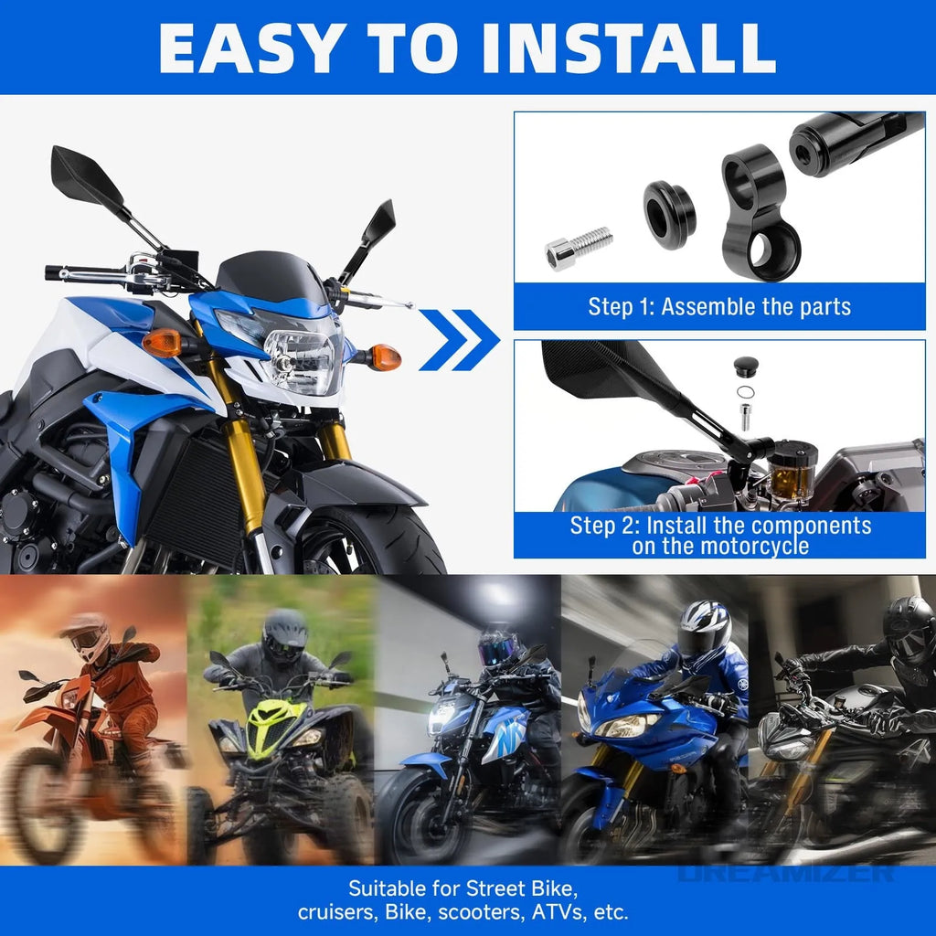 Motorcycle Accessories Aluminum Rear View Rearview Mirrors Side Mirror For YAMAHA MT07 MT09 For Honda CB650F For Kawasaki Z900