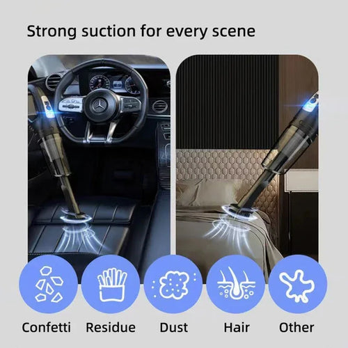 1 Set Car Mounted Vacuum Cleaner Handheld Powerful Suction Rechargeable Car and Home Dual Use Small Wireless Vacuum Cleaner