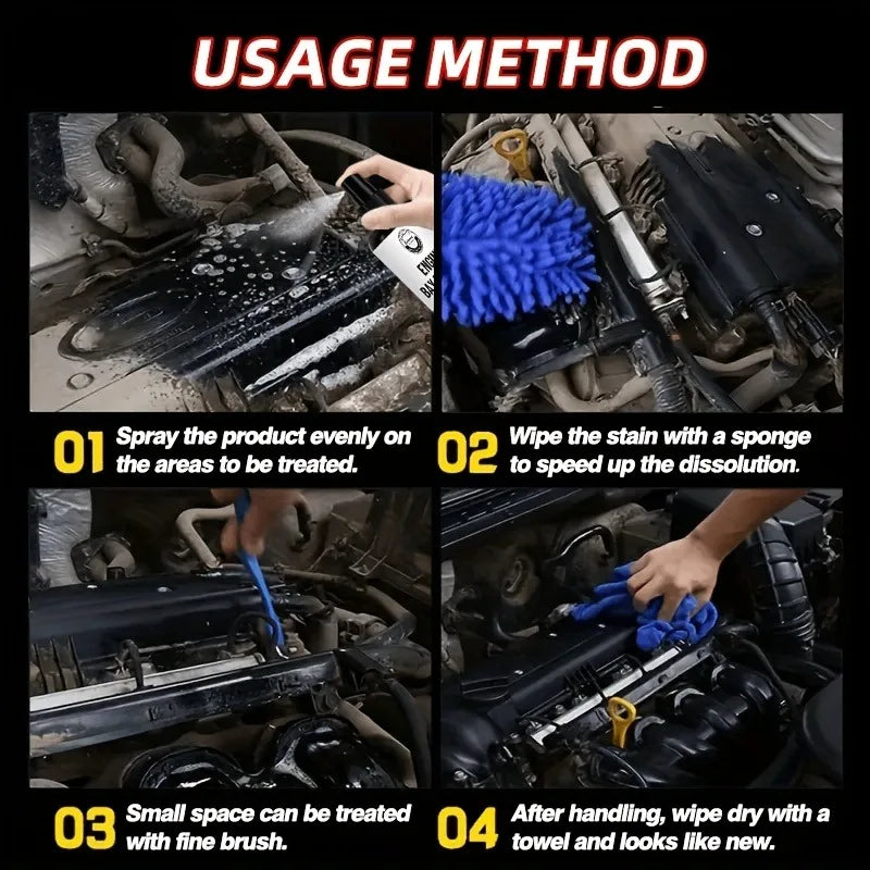 Kit de alta gama para el compartimento del motor (100 ml): Pintura protectora + Desengrasante pulidor para piezas de plástico de automóviles y camiones.