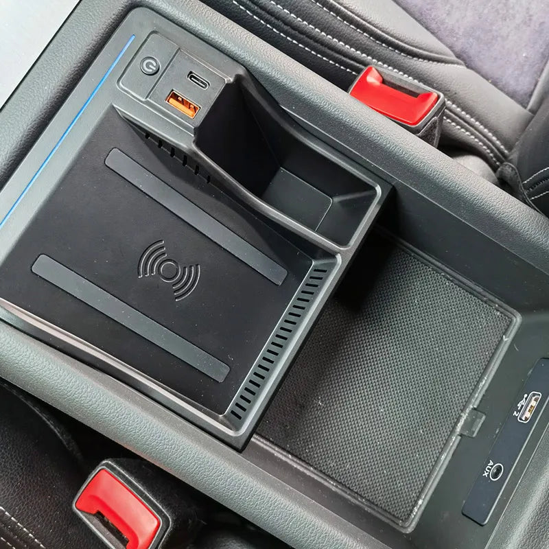 For Audi A4 B9 RS4 A5 RS5 Accessories Wireless Charger Fast Phone Charging With Armrest Box Storage Interior Parts 2023-2017
