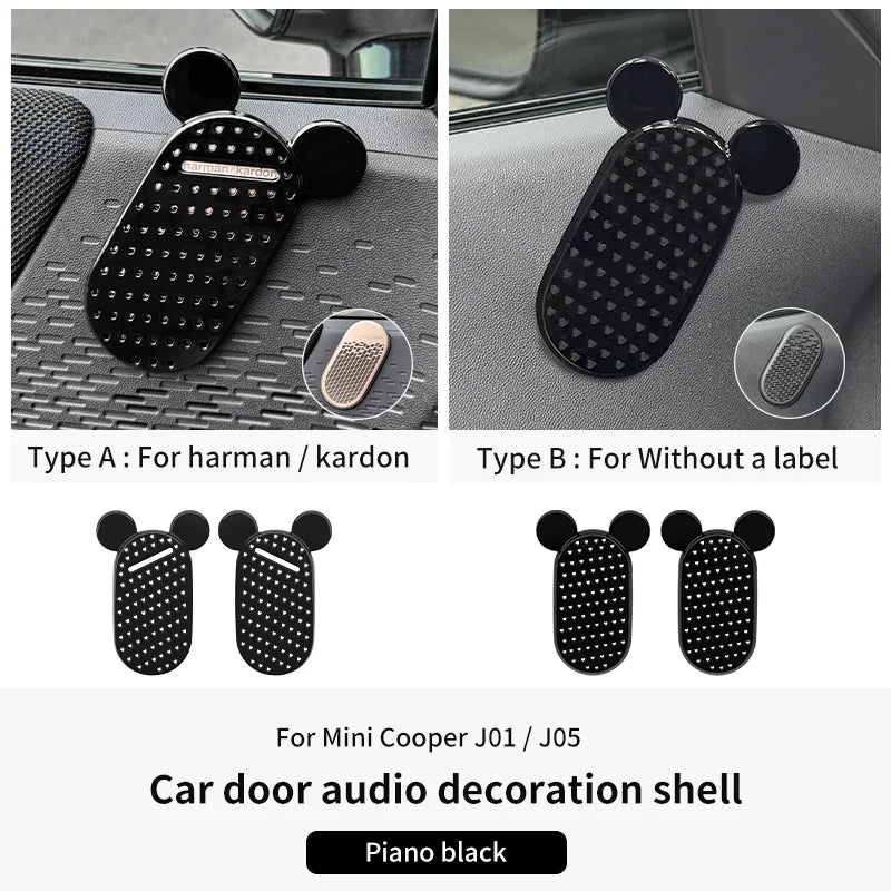 Car Door Audio Decoration Shell For Mini Cooper E/SE J01 EV Aceman J05 2024 2025 ABS Door Speaker Cover Car Interior Accessories