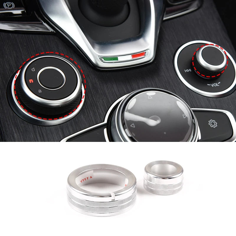 For Alfa Romeo Giulia Stelvio 2017-2020Car Center Console Multimedia Knob Switch Ring Decoration Cover Trim Interior Accessories