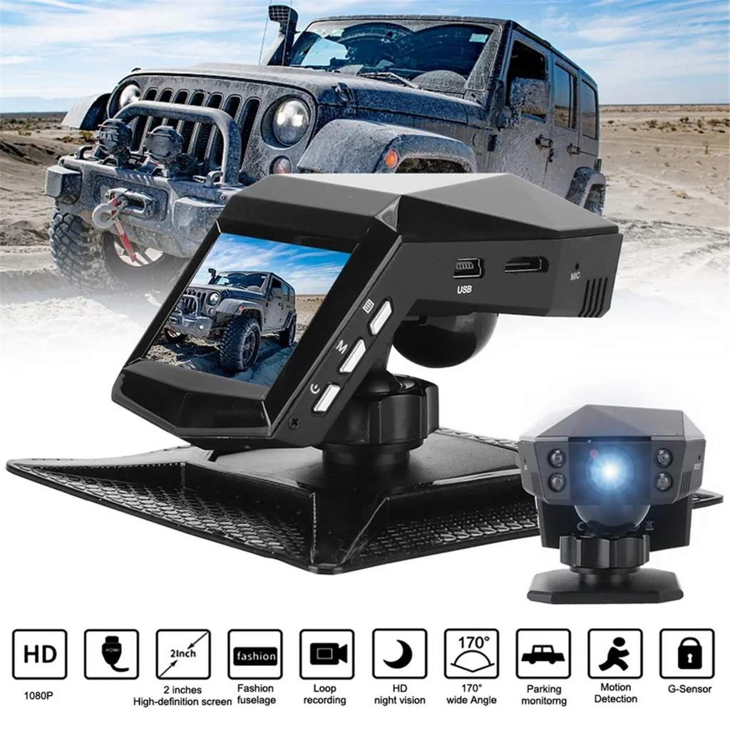 Car Dash Video Recorder Rear View Monitor DashCam 2Inch Screen 1080P Wide Angle(A)
