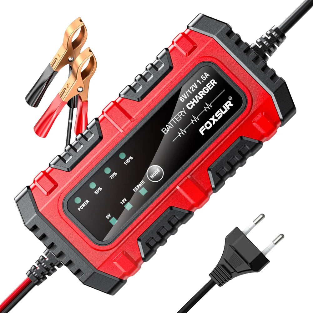 6V 12V 1.5A Car Battery Charger FOR Lead-Acid AGM GEL Batteries Car and Motorcycle Battery Charging Unit for Car Truck Boat SUV