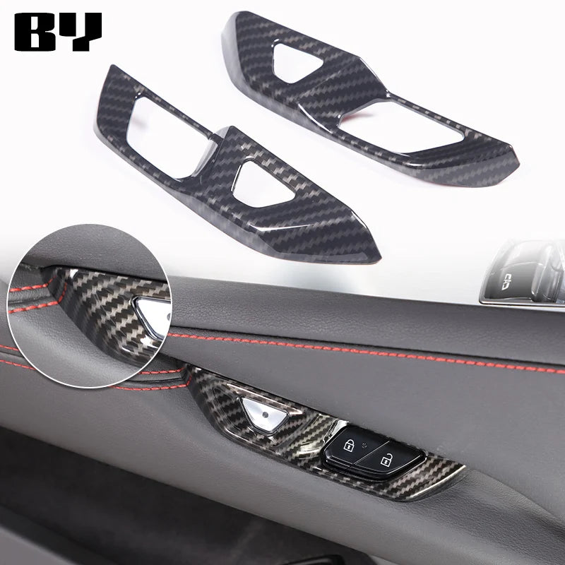 For Chevrolet Corvette C8 2020-2024 Car Accessory ABS Carbon Fiber Car Console Gear Shift Panel Cover door armrest Trim Sticker